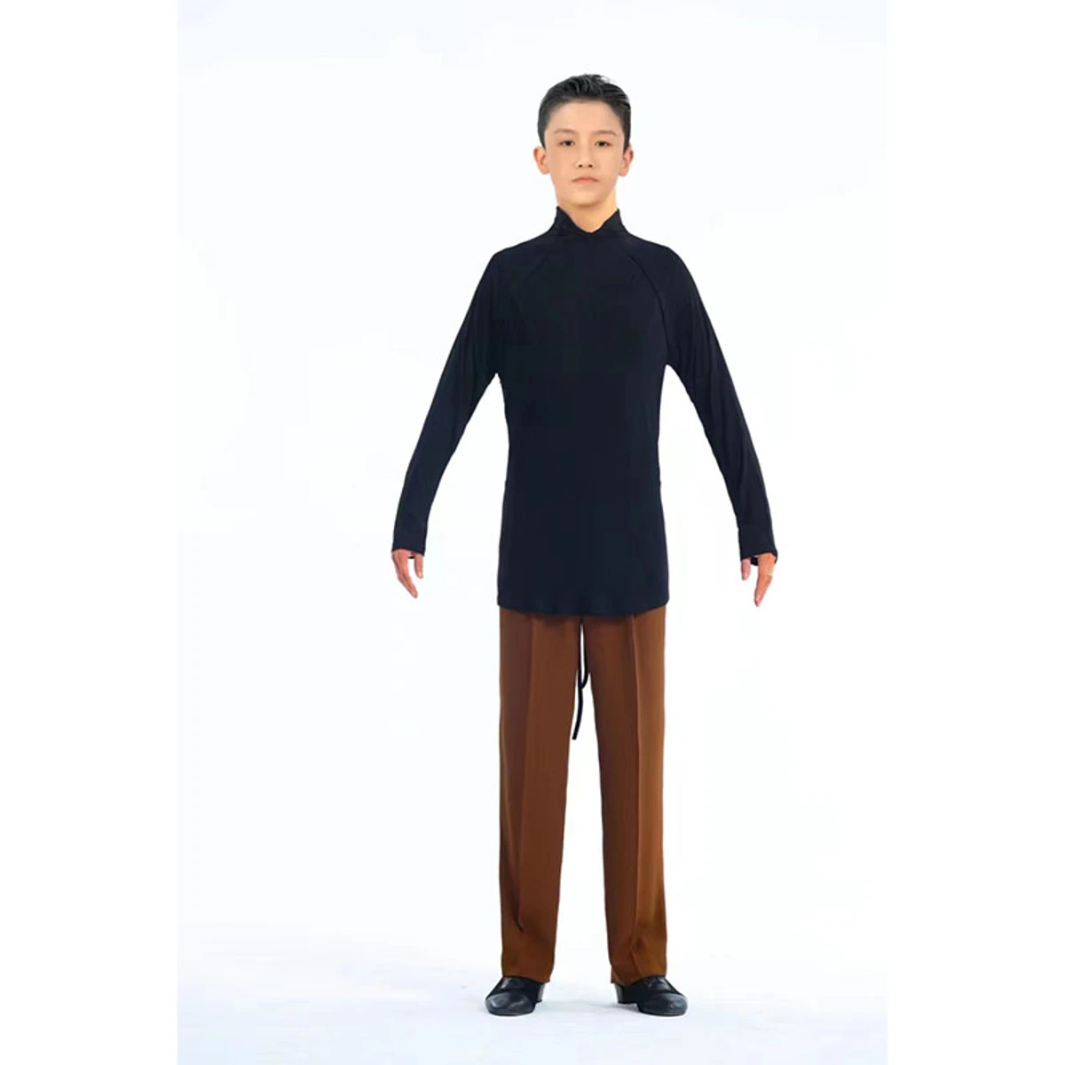NY572-3 Boys’ Black Latin Dance Top